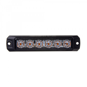 Výstražné LED svetlo 12V / 24V - oranžové 6x1W LED ECER65 (130x28x12,3mm)