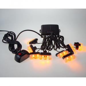 Výstražné LED svetlá do mriežky 12V - oranžové 8xLED svetlo
