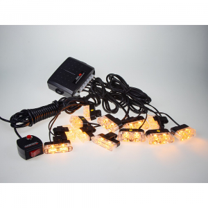 Výstražné LED svetlá do mriežky 12V/24V - oranžové 12x LED svetlo
