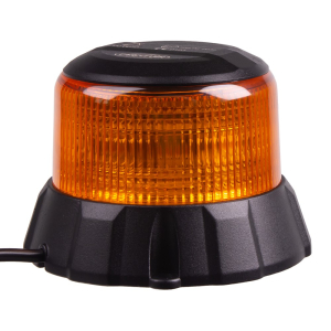 LED maják oranžový 12V / 24V - 48x1W LED / čierny hliníkový obal / ECE R65 / magnet (ø124x89mm)