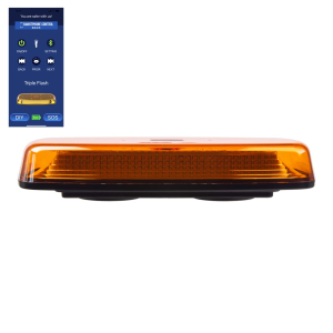 AKU LED rampa - oranžová 84x LED / Bluetooth ovládanie / diaľkový ovládač / ECE R65 R10 / s magnetom (304x157x44mm)