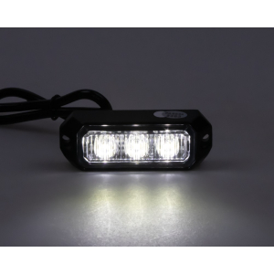 Výstražné LED světlo 12V / 24V - 3 x 3W LED bílý Predator / ECER10 (80x28x19mm)