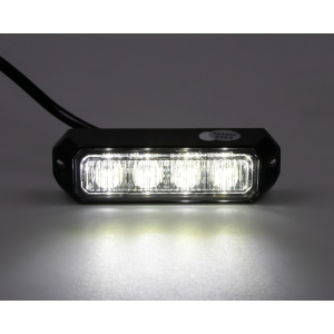 Výstražné LED svetlo 12V / 24V - 4x3W LED biely Predátor / ECER10 (95,5x28x21mm)