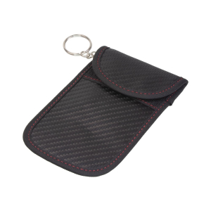 Bezpečnostný tienený obal na autokľúče - čierny s červeným obšitím (135x80mm)