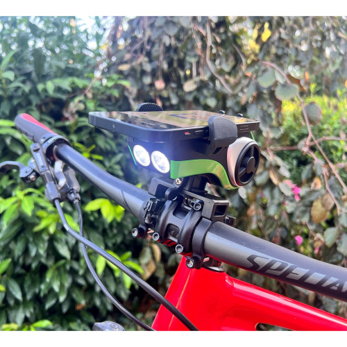 Uchytenie multifunkčného držiaka telefónu na bicykel so zvukovým systémom, BT, USB, SD, AUX