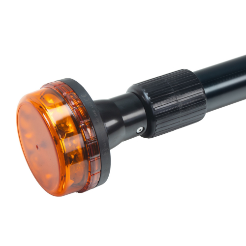 Oranžový 36W motocyklový LED maják 12-24V,ECER65 s teleskopickou tyčou