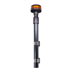 LED maják oranžový 12/24V - 12x3W LED s teleskopickou tyčou na motocykel ECE R65 (50–90cm)