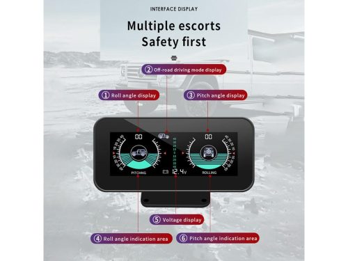 Funkce 4,2" palubního počítače s víceosým gyroskopem a voltmetrem