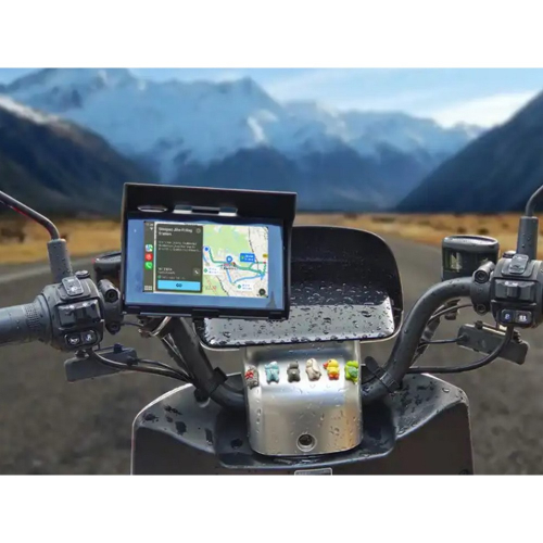 Funkcie motocyklového 5" monitora s Apple CarPlay, Android auto, Bluetooth, mini USB, micro SD
