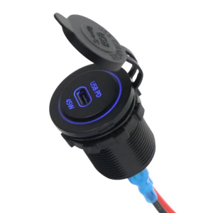 USB-C zásuvka 12V/24V - s modrým podsvícením 45W PD (Power Delivery)