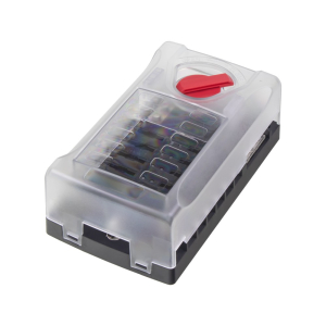 Poistkové púzdro - pre 12ks nožových autopoistiek MIDI / LED indikátor vypálenej poistky