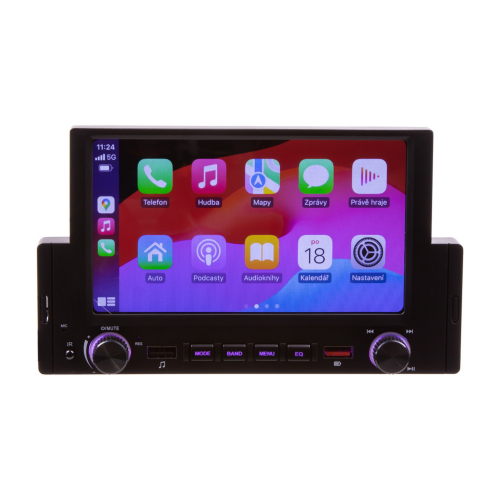 1DIN autorádio s 6,2" LCD/3x USB/Bluetooth/CarPlay/AndroidAuto/Mirrorlink