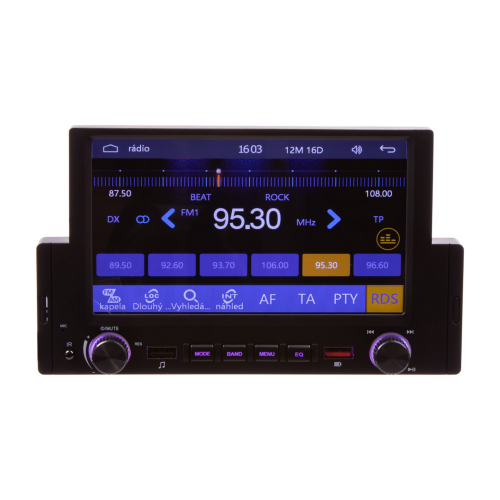 LCD displej 1DIN autorádia s 6,2" LCD/3x USB/Bluetooth/CarPlay/AndroidAuto/Mirrorlink