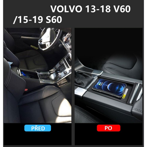 Použití Qi bezdrátové nabíječky telefonů pro Volvo V60/S60 2013-2018
