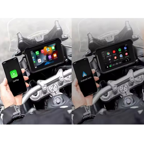 TPMS systém motocyklového 5-palcového monitoru s Apple CarPlay, Android auto, Bluetooth, USB, micro SD, TPMS