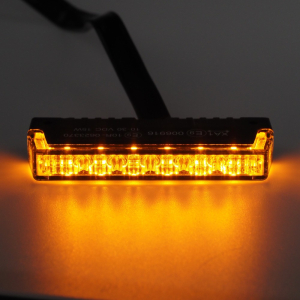 Profesionálný oranžový LED SLIM predátor do mriežky, 20 režimov blikania, 12-24V, ECE R65
