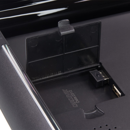 Vstupy černého stropního 13,98" LCD monitoru do auta s OS. Android USB/HDMI/IR/FM, dálkové ovládání se snímačem pohybu