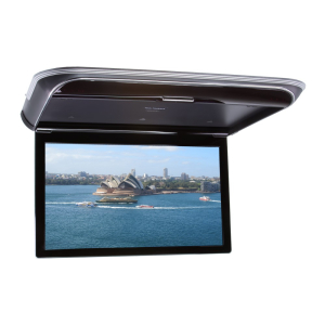 Černý stropní 15,6" LCD monitor do auta s OS. Android USB/HDMI/IR/FM, dálkové ovládání se snímačem pohybu