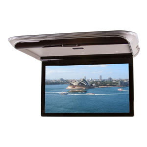 Šedý stropný 15,6" LCD monitor do auta s OS. Android USB/HDMI/IR/FM, diaľkové ovládanie so snímačom pohybu