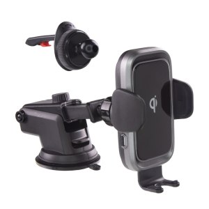 Motorický držák pro telefony - s bezdrátovým nabíjením QI s chlazením / na sklo, palubní desku nebo do mřížky ventilace
