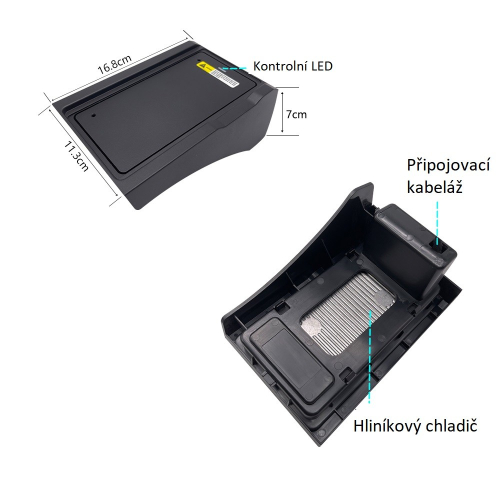 Rozměry bezdrátové Qi nabíječky pro BMW X5, X6 (G05/G06)