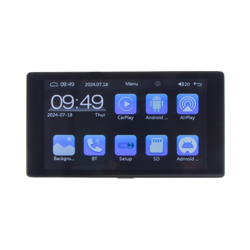 Funkce 5" LCD monitoru s Apple CarPlay, Android auto, Bluetooth, micro SD, kamerový vstup