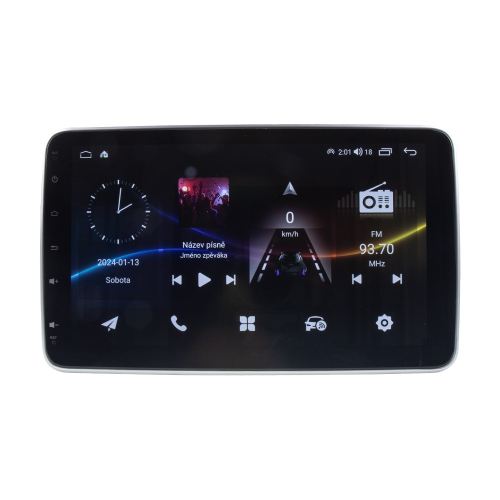 1DIN autorádio s 10" LCD, OS Android, WI-FI, GPS, CarPlay, Bluetooth, 2x USB, 4G