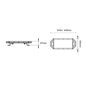 Rozmery bielo-oranžovej LED rampy 10-30V, ECE R65,440mm