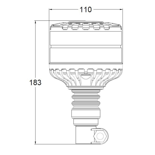 Rozmery oranžového hrotového LED majáka 16xLED,12-24V,ECER65