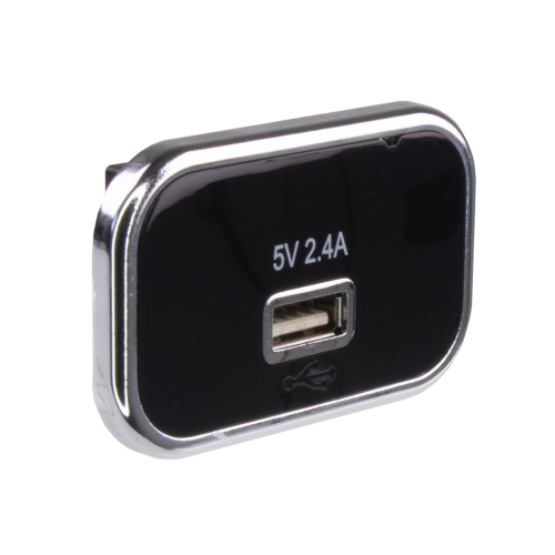 USB 2,4A zásuvka 12/24V, chromový rámeček