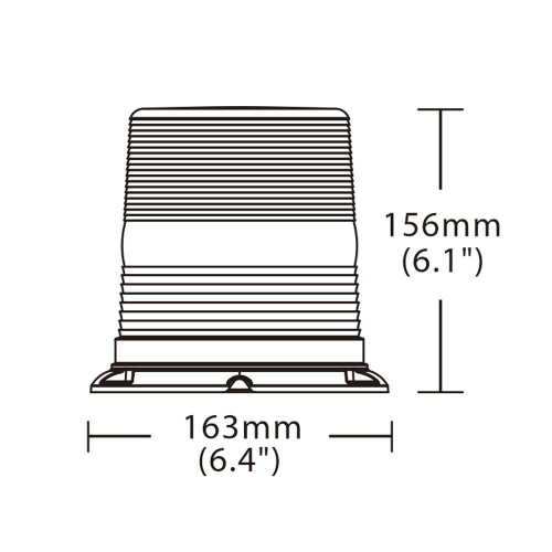 Rozměry oranžového 60xLED majáku 12/24V pro pevnou montáž ECER65