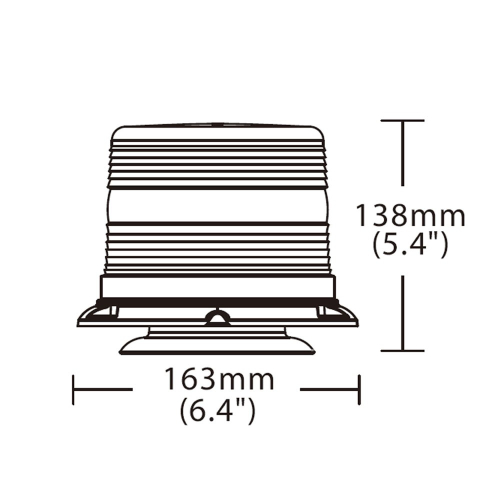 Rozměry magnetického oranžového 48xLED majáku 12-48V, ECER65