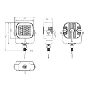 Rozmery 12-24V modrého 12W LED predátora s U držiakom ECER65,Class2