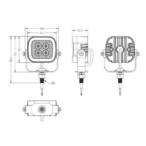 Rozmery 12-24V červeného 12W LED predátora s U držiakom ECER65,Class2