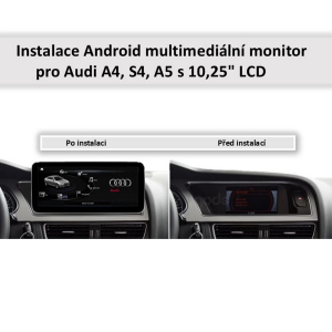 Montáž multimediálního monitoru Audi A4, S4, A5 s 10,25" LCD, Android, WI-FI, GPS, Carplay, Bluetooth, USB