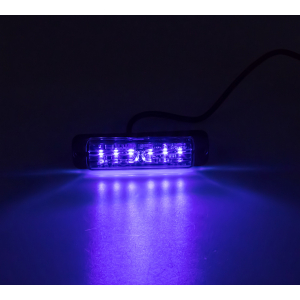 Modrý LED predátor 12V / 24V - 6x5W LED / ECE R65 (120x31x14mm)