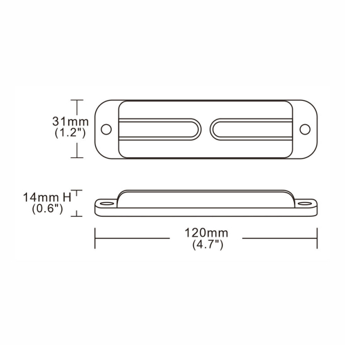 Rozmery modrého výstražného LED svetla 6x5W LED, 12-24V, ECE R65