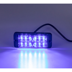 Duálny modrý LED predátor 12V / 24V - 12x5W LED / ECE R65 (120x52x14mm)