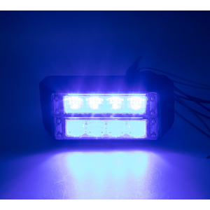 Duálny modrý LED predátor 12V / 24V - 8x3W LED / ECE R65 (116x51x28mm)