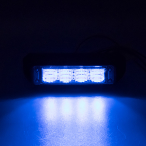 Modrý LED predátor 12/24V - 4x 3W / ECE R65 (117x31x28mm)