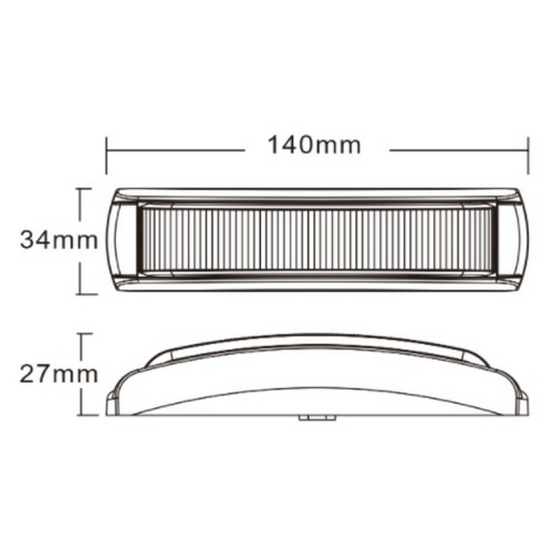 Rozměry modrého LED predátoru 12-24V,ECER65,6x3W LED