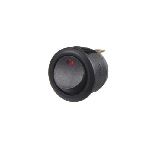 Spínač kolískový okrúhly 20A červená LED
