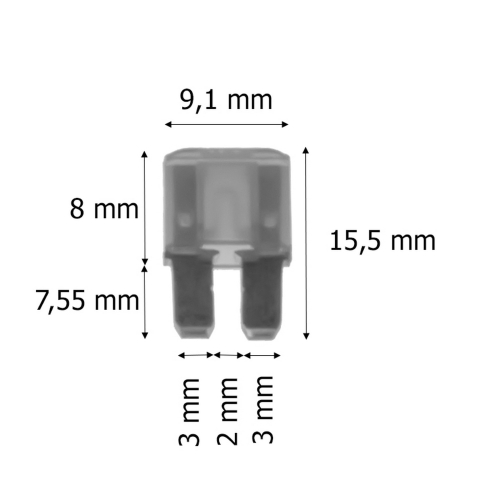 Rozmery 30A nožových MICRO2 pojistiek
