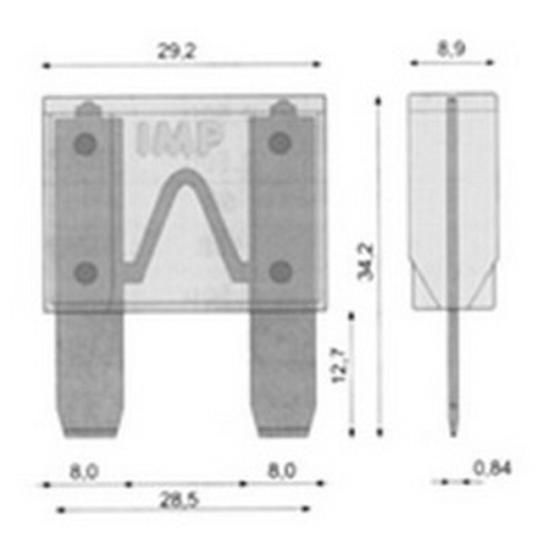 Rozmery 40A nožovej MAXI poistky