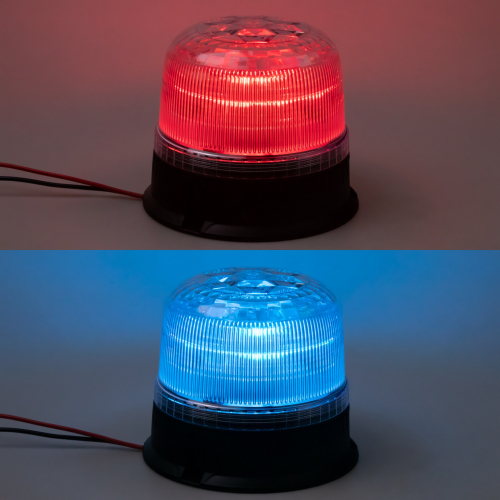 Modro-červený LED maják 12/24V, ECER65 na pevnú montáž