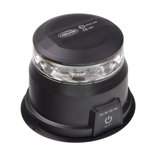 Čierny akumulátorový LED maják, oranžový, diaľkové ovládanie, magnet, ECE