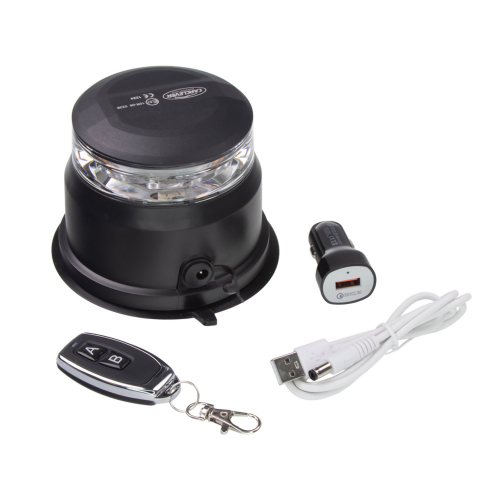 Príslušenstvo čierneho batériového oranžového 24x1W LED majáka s diaľkovým ovládaním a magnetom