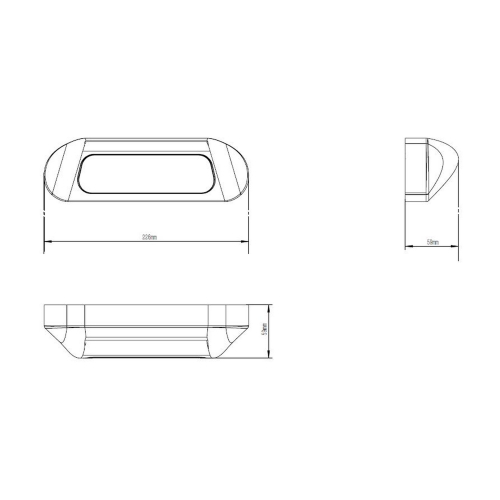 Rozmery nabíjacieho bieleho LED svetla s oranžovým LED predátorom ECER65