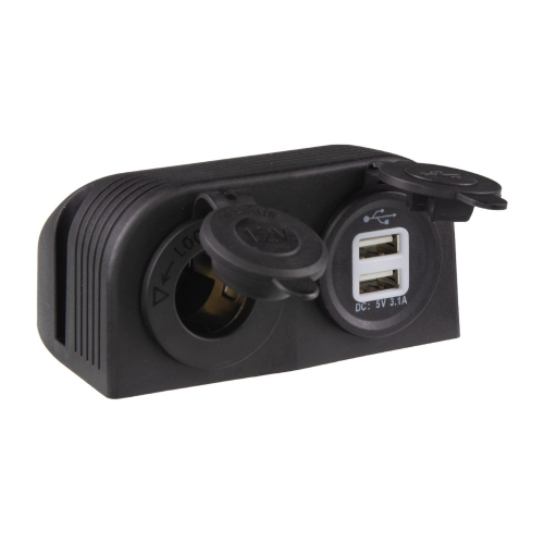 Dvojitá zásuvka s panelom 1x CL + 2x nabíjačka USB vodeodolná