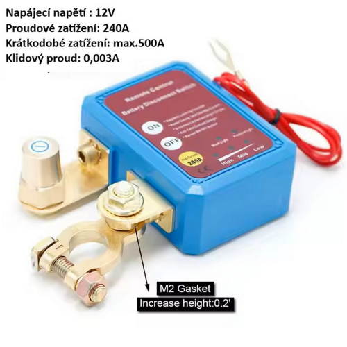 Funkcie relé na spínanie a odpájanie batérie 12-24V/240A s diaľkovým ovládačom